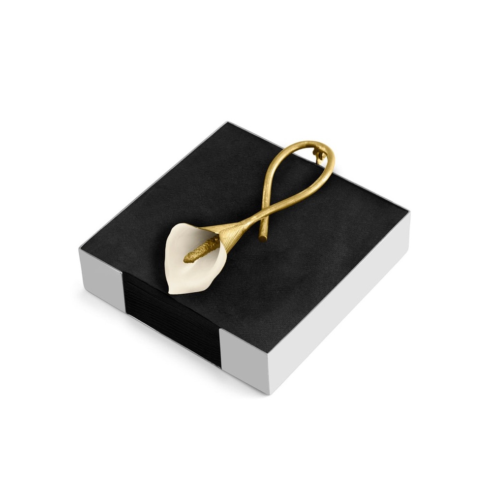 Michael Aram Black and Gold Calla Lily Napkin Holder